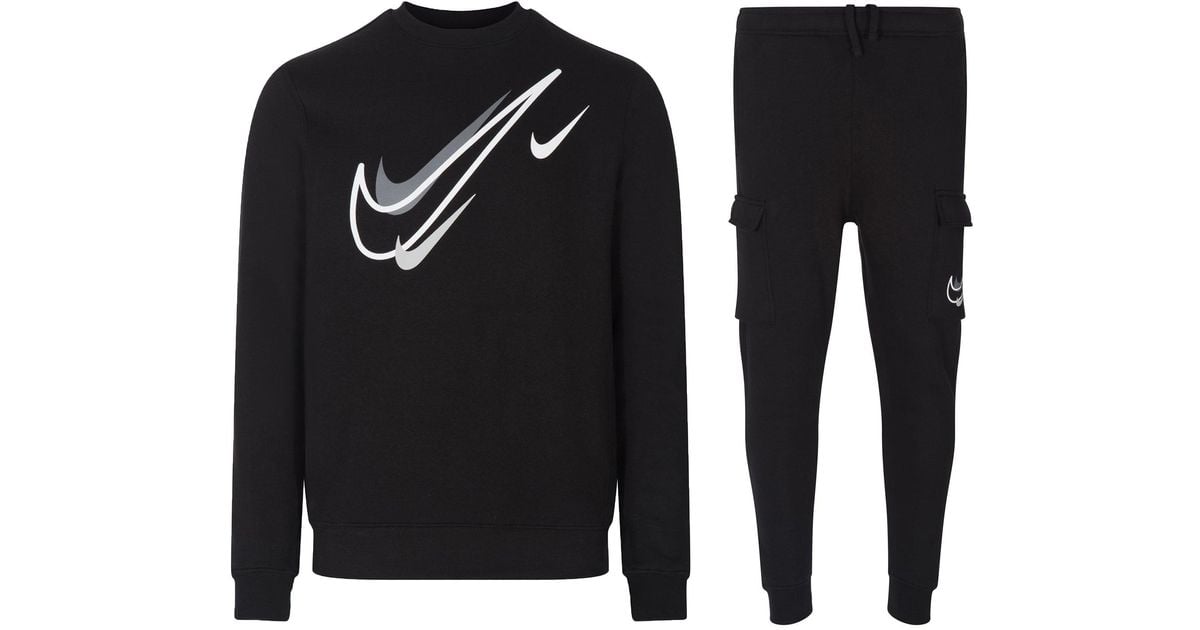 black nike swoosh tracksuit