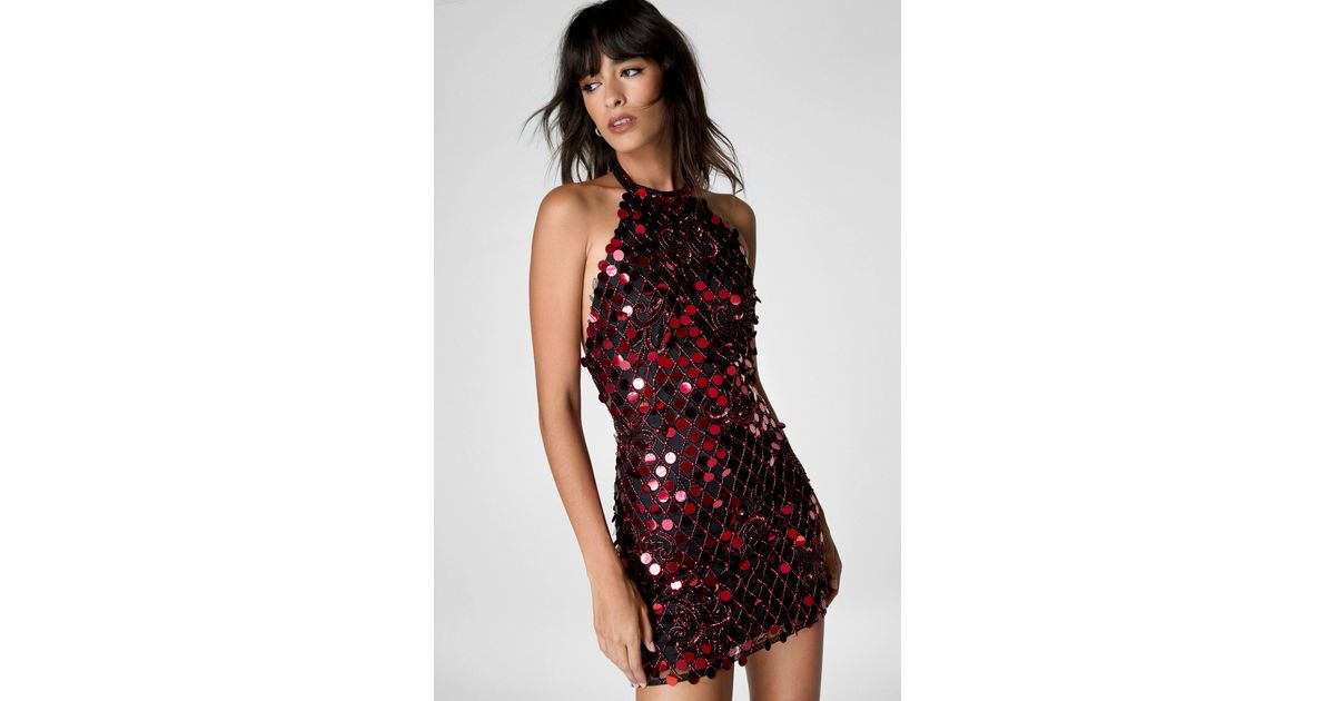 fitted lace wedding dress Women's Red Print Hayley Mini Dress Red Polka Dot in Size XL by Outcast main image 0