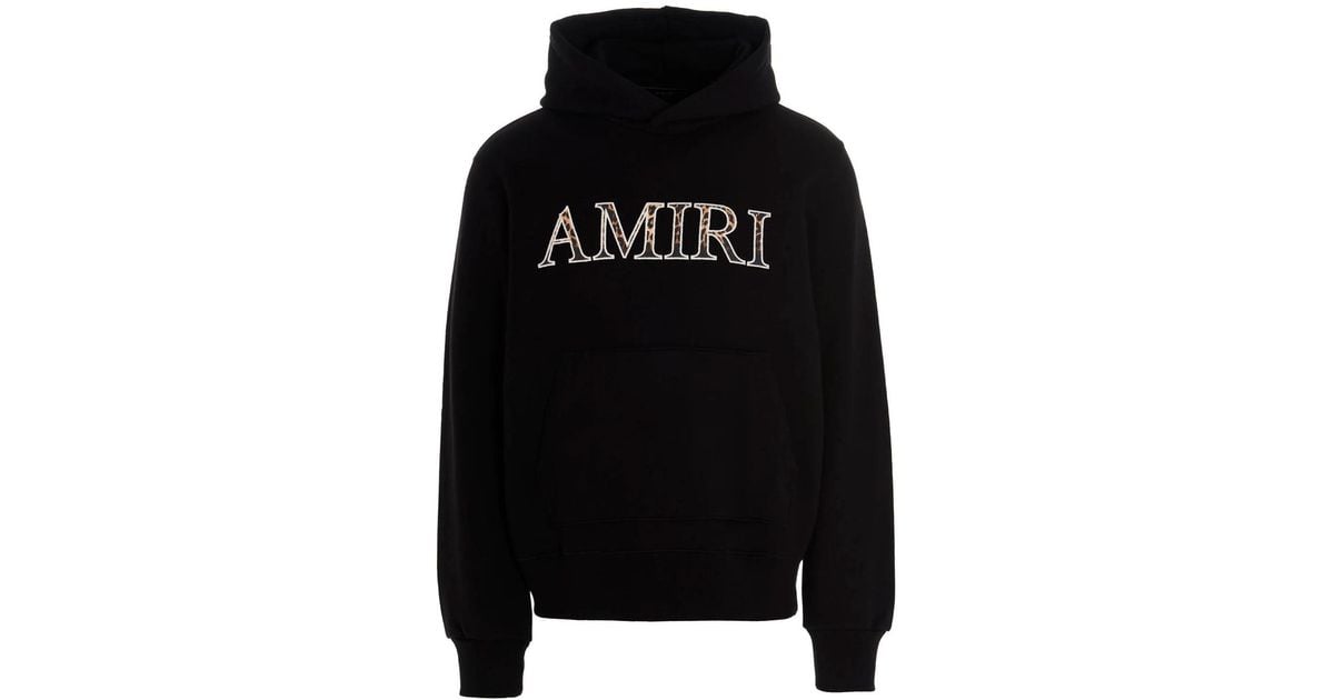 Amiri Leopard Applique Hoodie in Black for Men Lyst UK