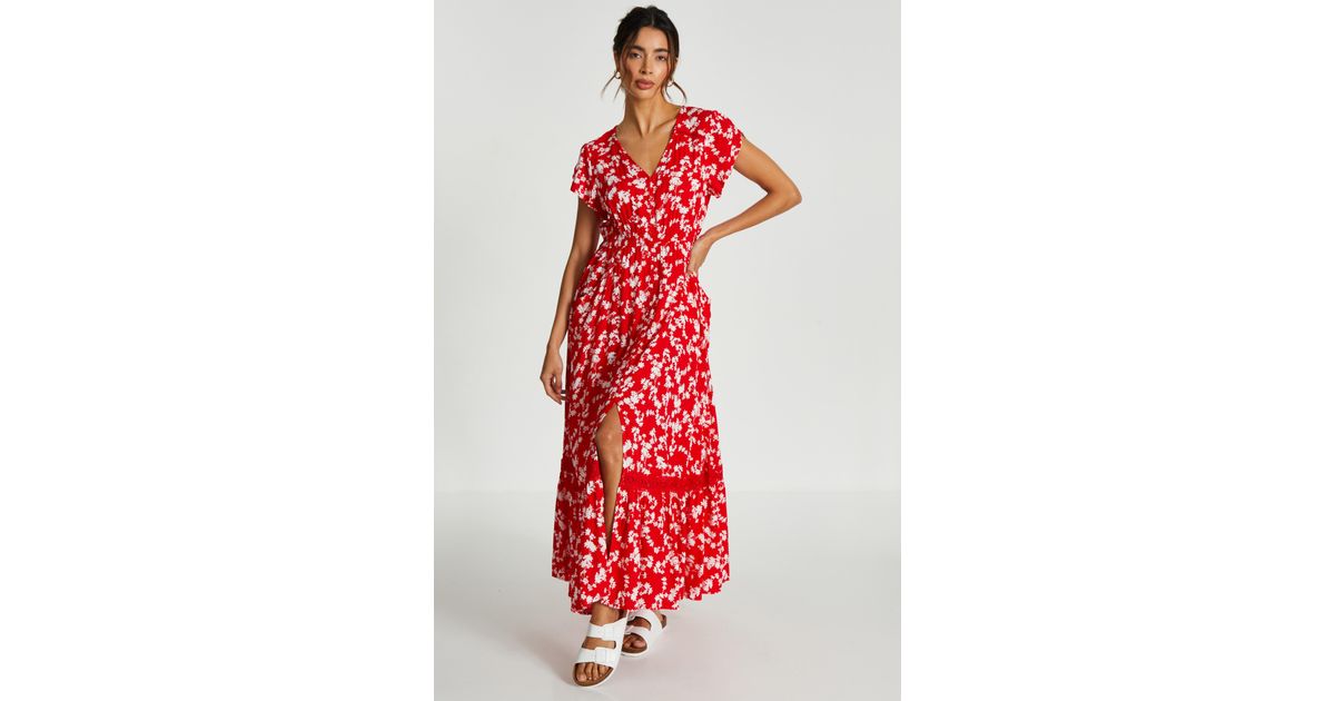 white christmas dresses Crochet Contrast Ruffle Sleeve Dress– pītusa