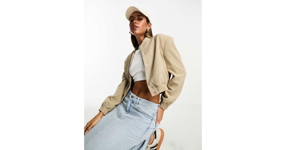 ASOS Tailored Bomber Jacket With Strong Shoulder in White Lyst UK