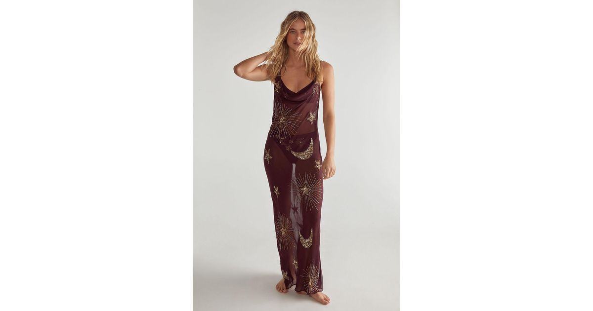 premium hand embellished celestial cowl neck maxi beach dress Embellished Cowl Neck Maxi Dress in Black - 6 main image 0