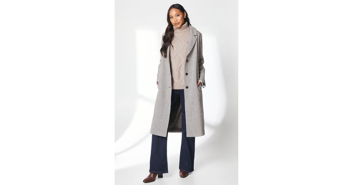 Grey check longline coat clearance