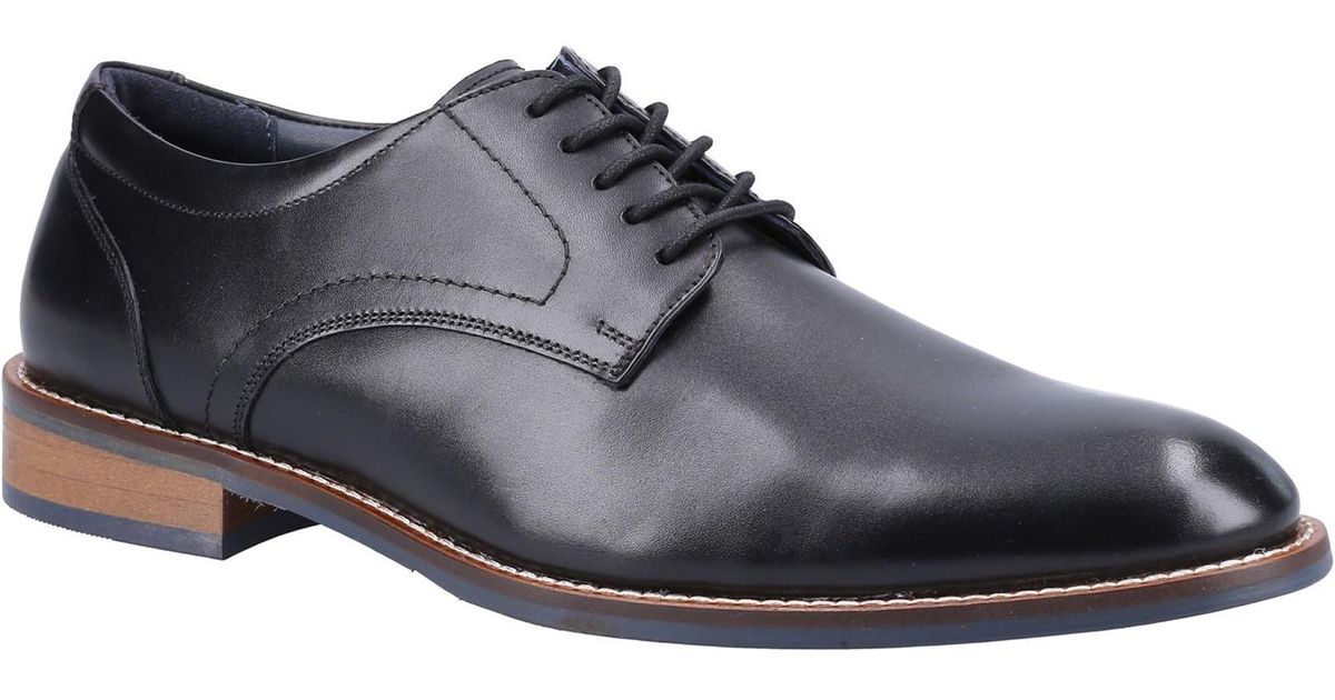 Mens Hush Puppies Torpedo Extra Wide Black Leather Work Lace