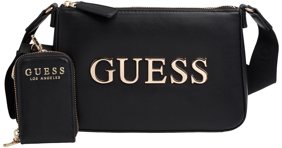 GUESS Women's Basket-Style Mesh Crossbody Bag - Black Mini Flap Bag With Chain Strap - View #4