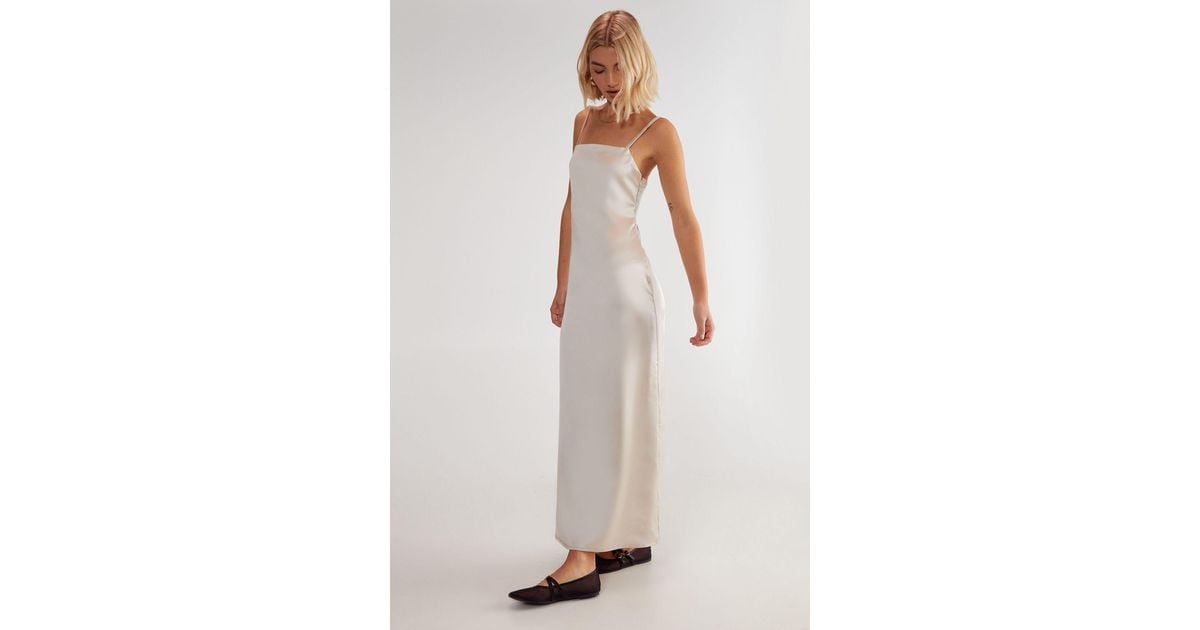 Nasty Gal Satin Square Neck Maxi Slip Dress in White | Lyst UK Nasty Gal Satin Square Neck Maxi Slip Dress in White | Lyst UK