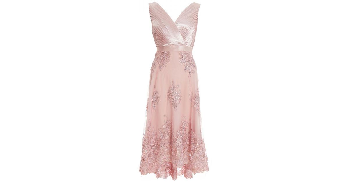 Quiz Embroidered Dip Hem Dress in Pink Lyst UK