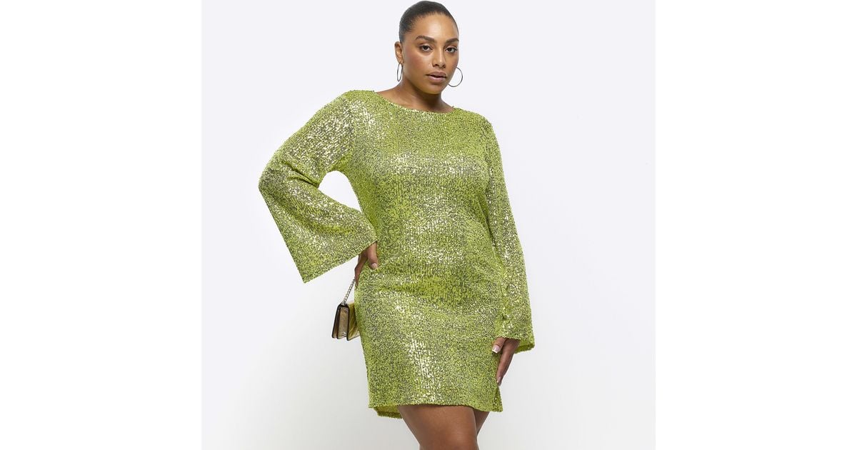 river island green sequin dress Bodycon Mini Plus Lime in Lime green