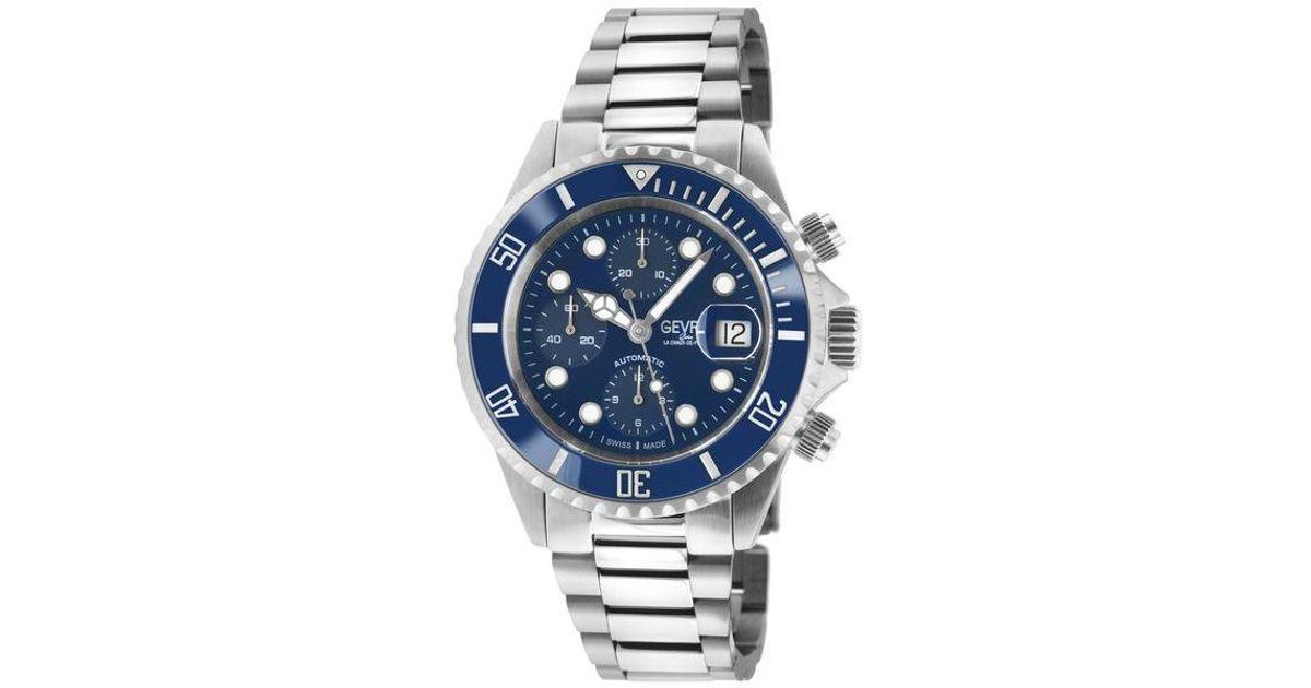 Gevril Wall Street Swiss Automatic Chronograph Sellita Sw500 Blue Dial