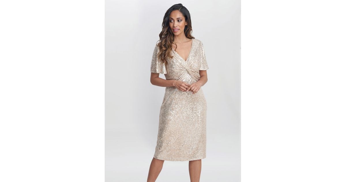 【海外限定】GinaBacconiドレス☆Krista V-Neck Twist Sequin Dr Krista V Neck Twist Sequin Dress – Gina Bacconi