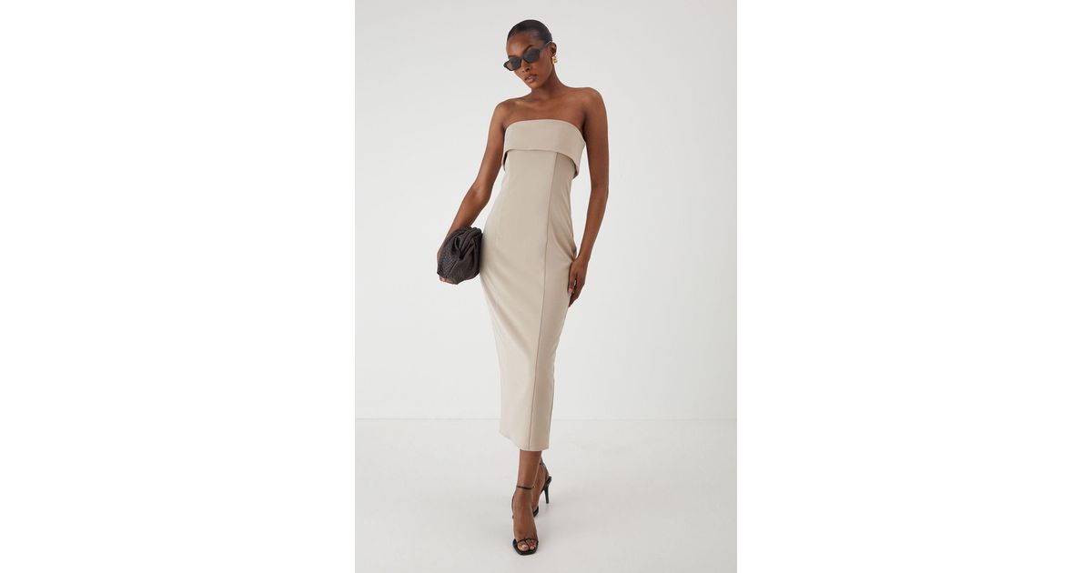 MissPap Bandeau Fold Over Midaxi Dress in White | Lyst UK