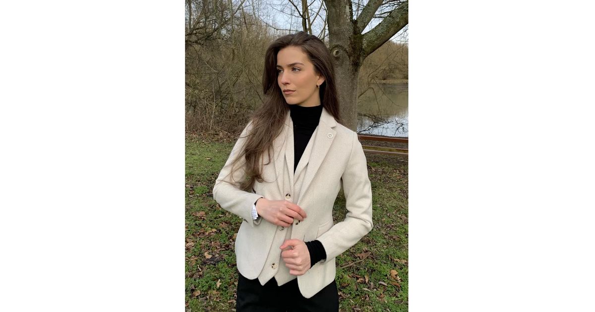 TruClothing Cream Piece Set Wool Blend Tweed Blazer Waistcoat in