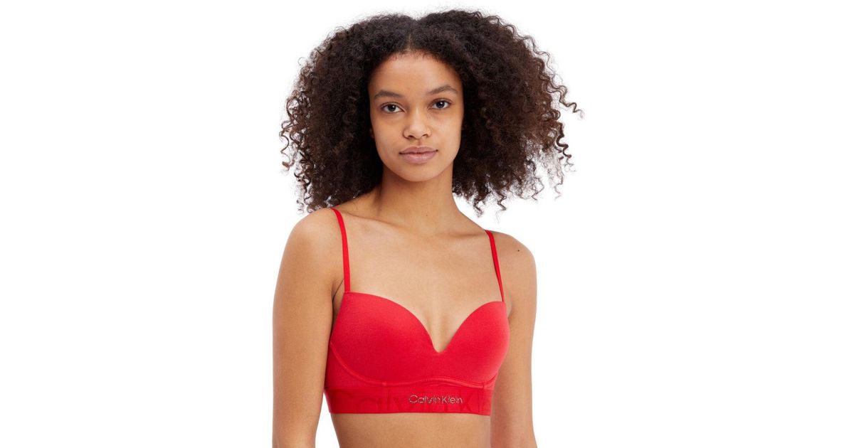 Calvin Klein Red 000qf7054e Embossed Icon Holiday Push-up Bralette Cotton