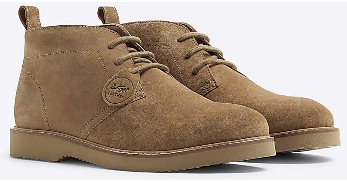 River Island Suede Lace Up Chukka Boots in Brown for Men 
