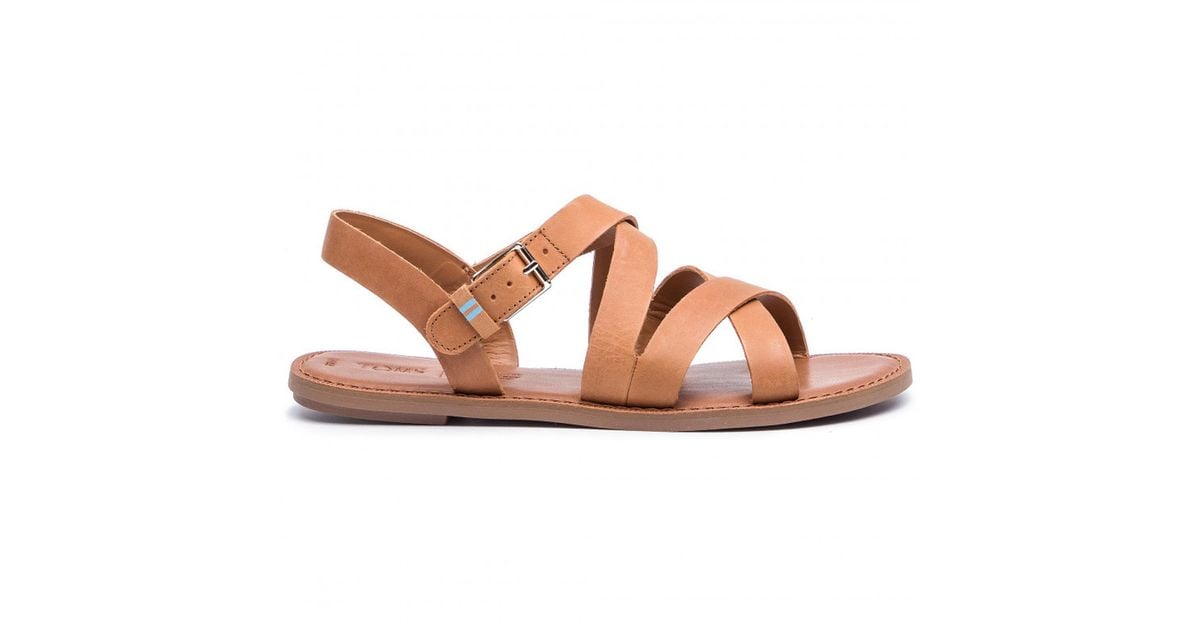 Strappy Leather Toms Tan Leather Women's Sicily Sandals TOMS