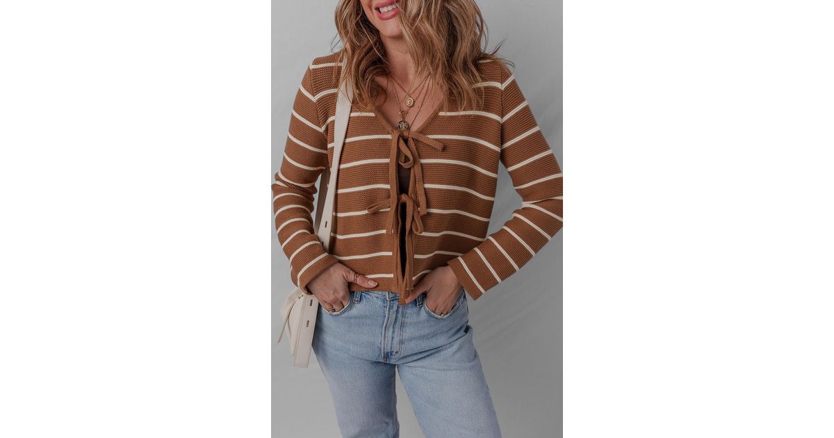Azura Knit Sweater - Brown Stripe
