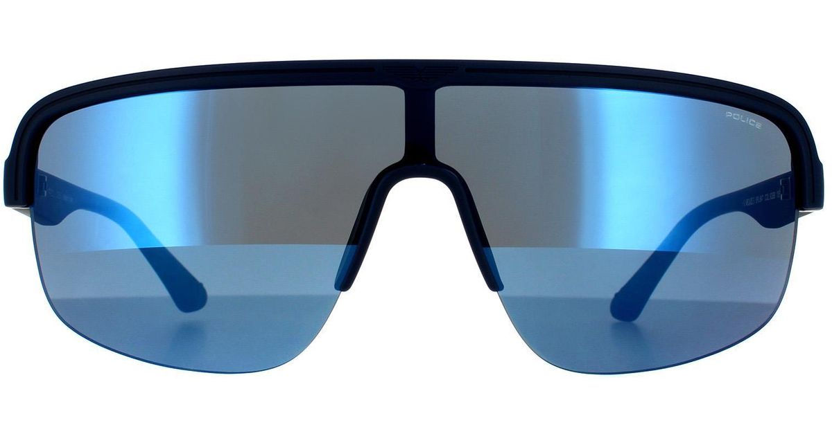 Police Rimless Frame Police Semi Rimless Matte Midnight Mirrored 90041091 in Blue for Men ...