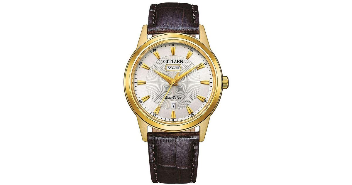 Citizen Brown Watch Aw010213ae Leather in Metallic for Men Lyst UK