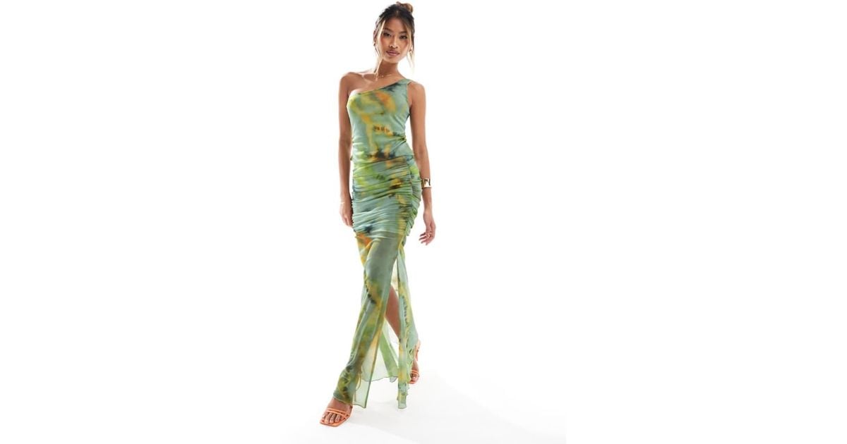ASOS Co-Ord Mesh Maxi Skirt With Side Split in Green | Lyst UK