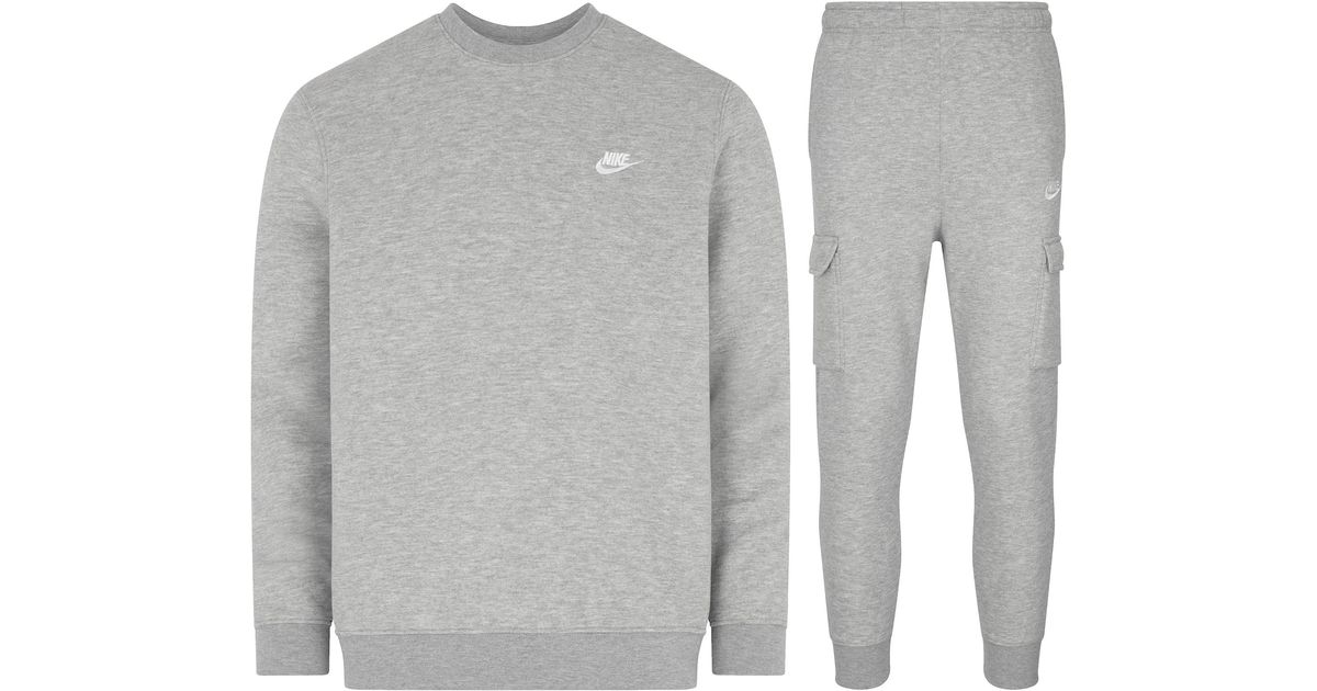 Nike Sportswear Club Fleece Cargo Tracksuit Cotton in Grey for