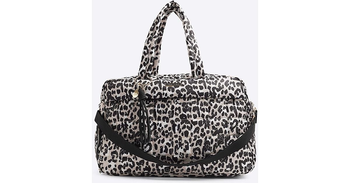 River Island Travel Bag Quilted Leopard Print in Black Lyst UK