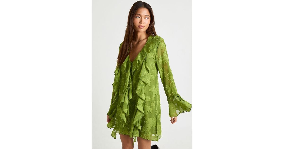 green emerald velvet dress Boohoo sequin floral Dress – Coconut Fashion main image 0