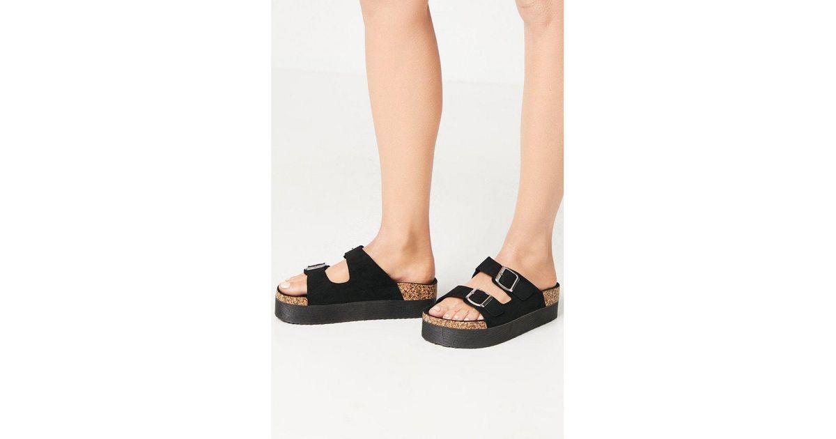 Faith Hannahs Double Buckle Wedge Footbed Sandals in White Lyst UK