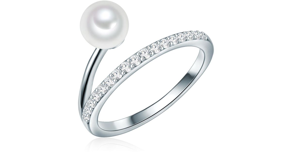 Valero Pearls Dames Ring 925 Sterling zilver geelgoud verguld zoetwater gekweekte Parel rond 7,5-8 mm wit - moderne Ring Parelring geelgoud kleuren : Valero Pearls
