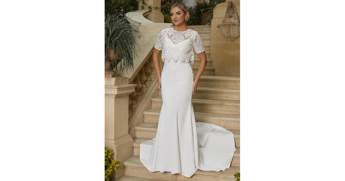 Chi Chi London Lace Overlay Bodice Maxi Wedding Dress in