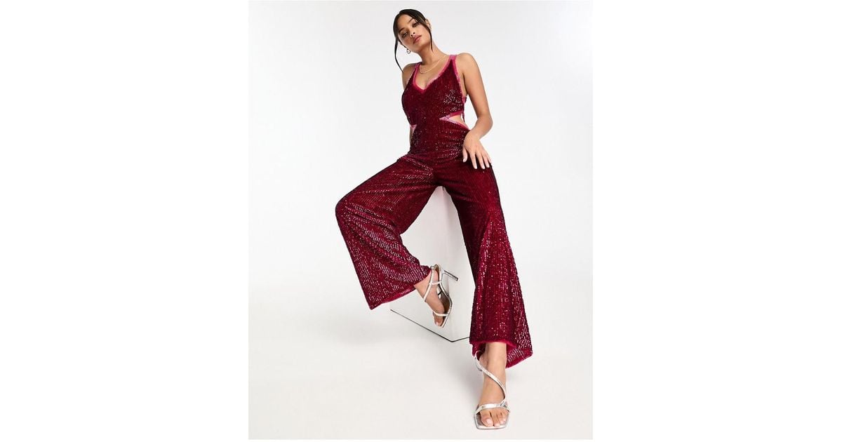 Miss selfridge pink jumpsuit sale
