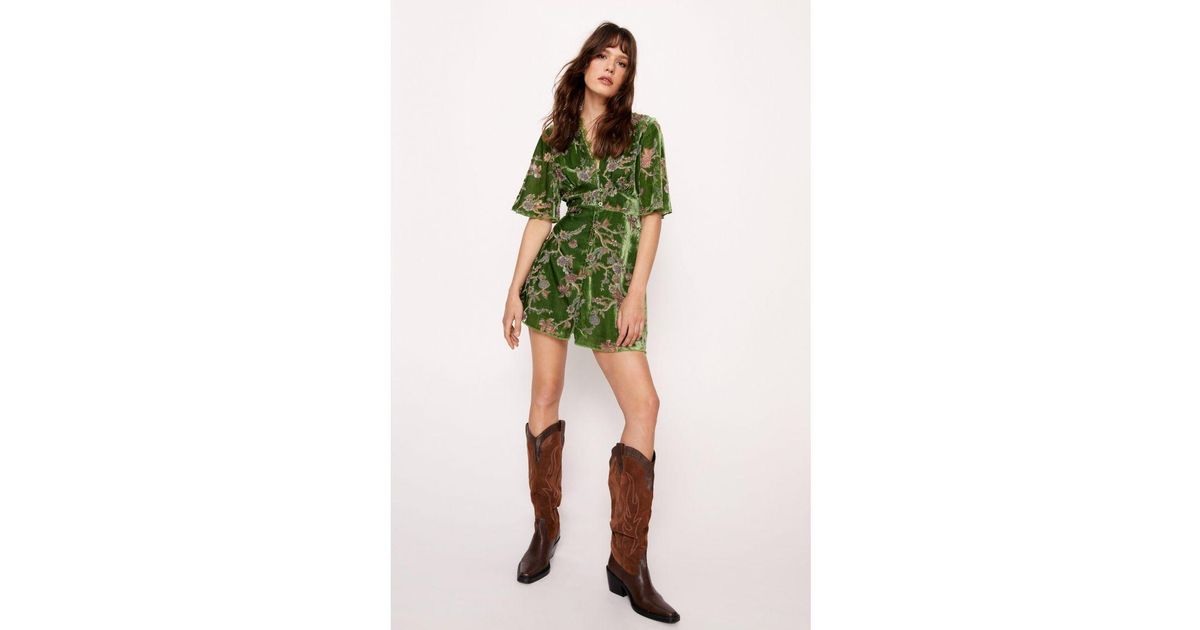 Nasty Gal Devore Floral Lace Trim Mini Dress in Green | Lyst UK Nasty Gal Devore Floral Lace Trim Mini Dress in Green | Lyst UK