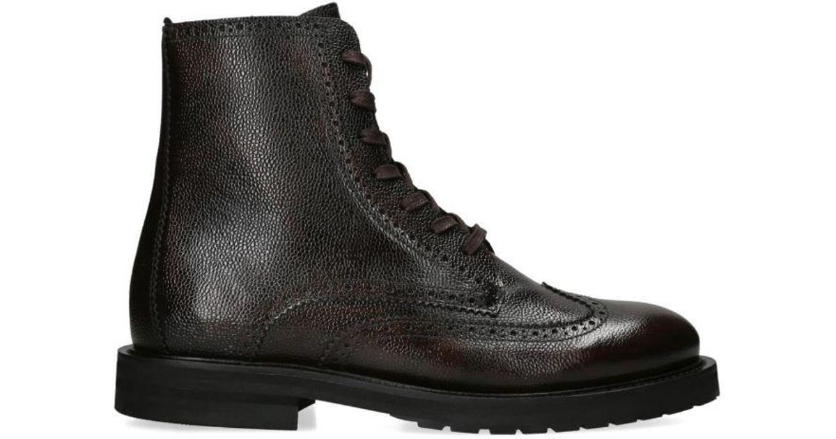 Kurt Geiger Leather Bates Brogue Lace Boots Leather in Black for Men