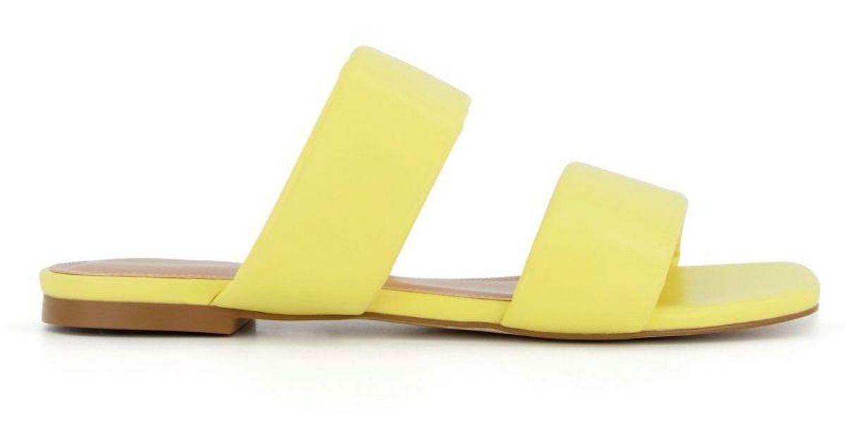 Dune Larlie Padded Double Strap Sandals in Yellow Lyst UK