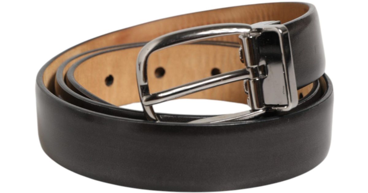 Dolce & Gabbana Brown Leather Silver Metal Buckle Belt Men main image 1