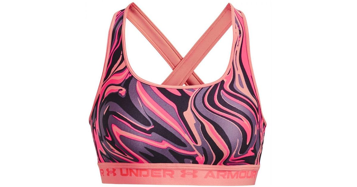 Under Armour Mid Print Sports Bra in Pink