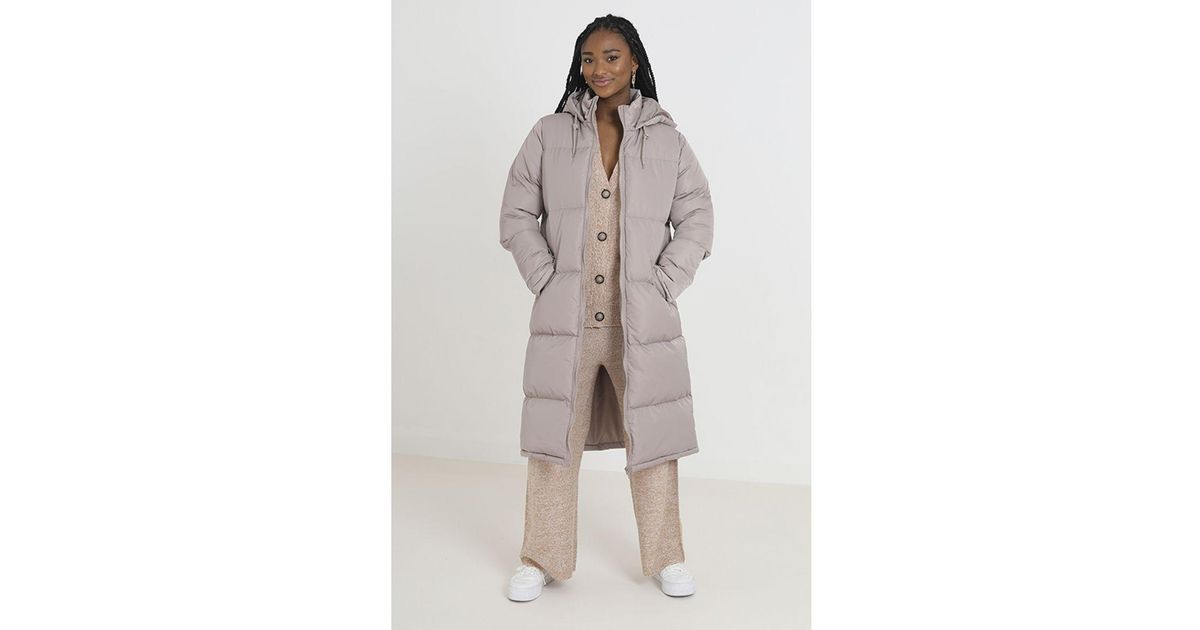 Brave Soul Stone cello Maxi Length Padded Jacket With Fixed