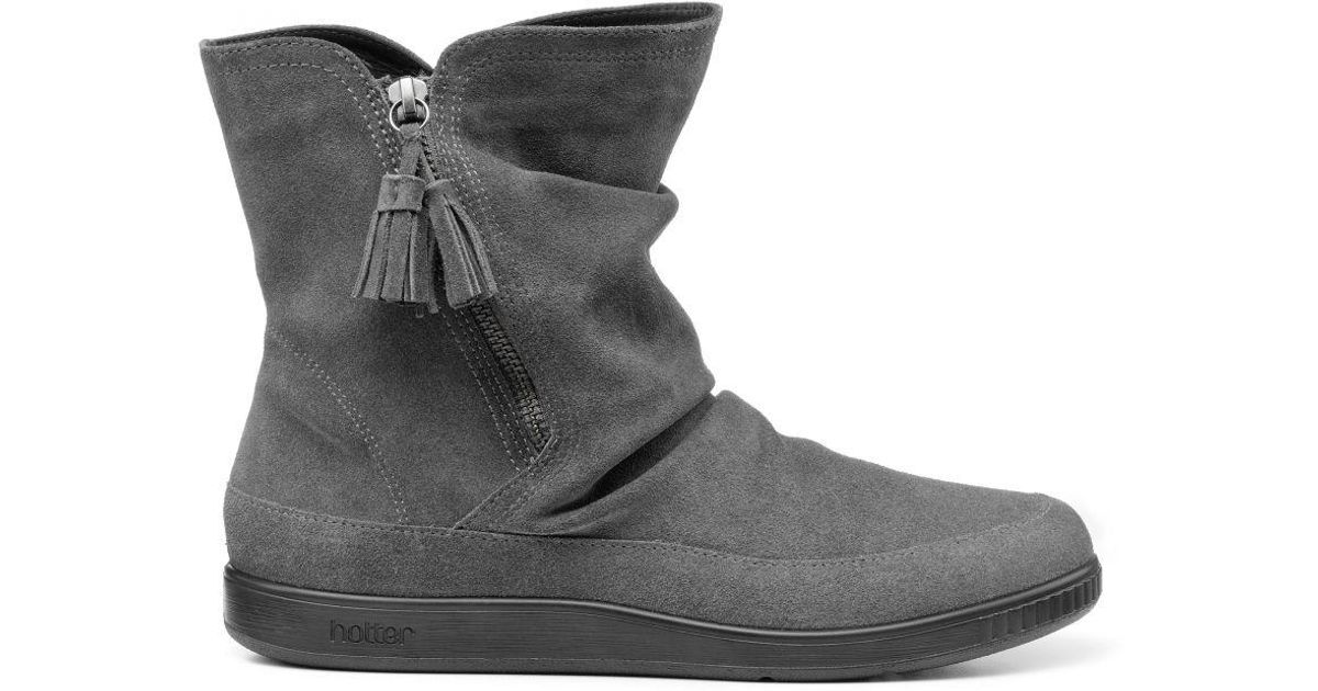 Hotter Pixie Iii Suede Ankle Boots in Grey Lyst UK