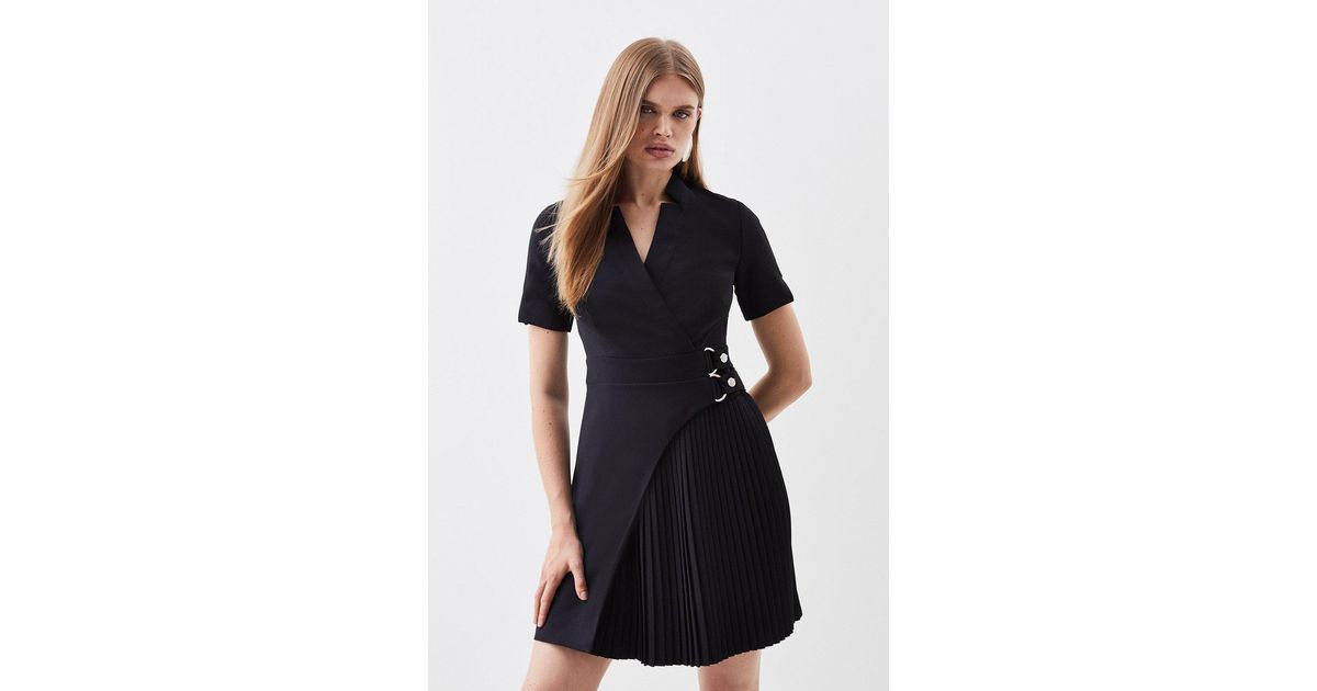 strapless open back dress Black Pleated A-Line Maxi Dress – STYLE US main image 1