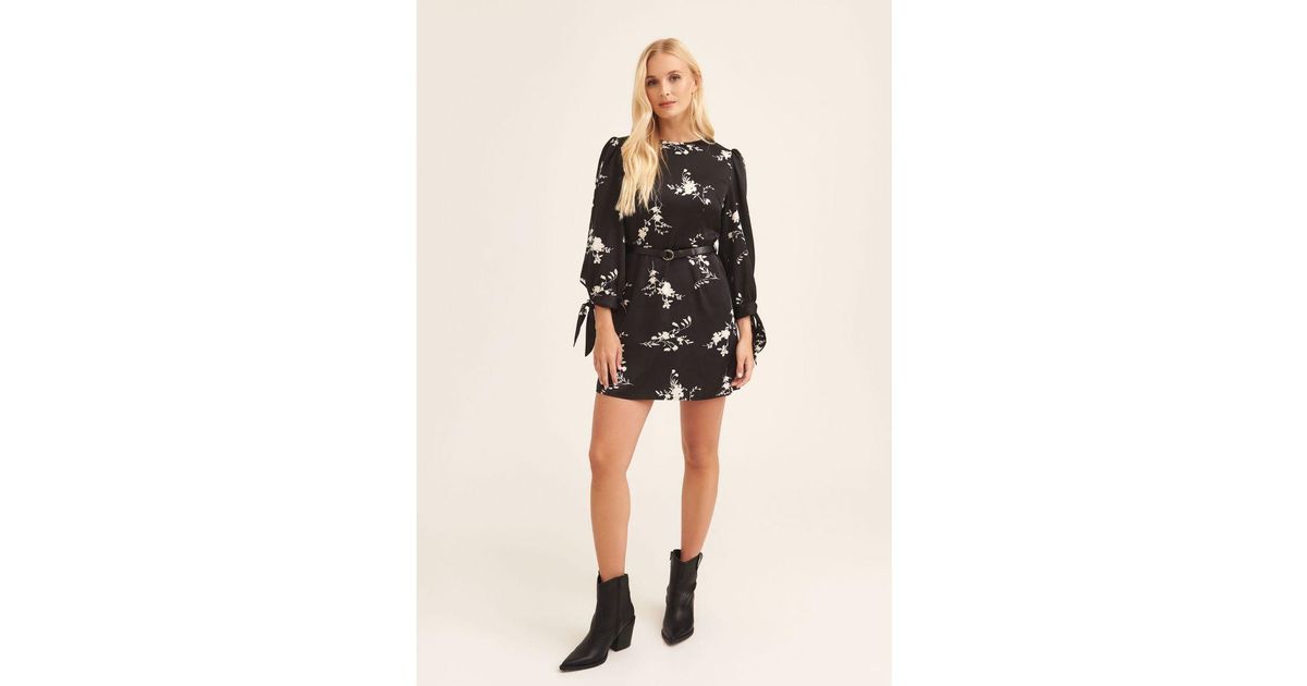 Long sleeve outlet printed mini dress