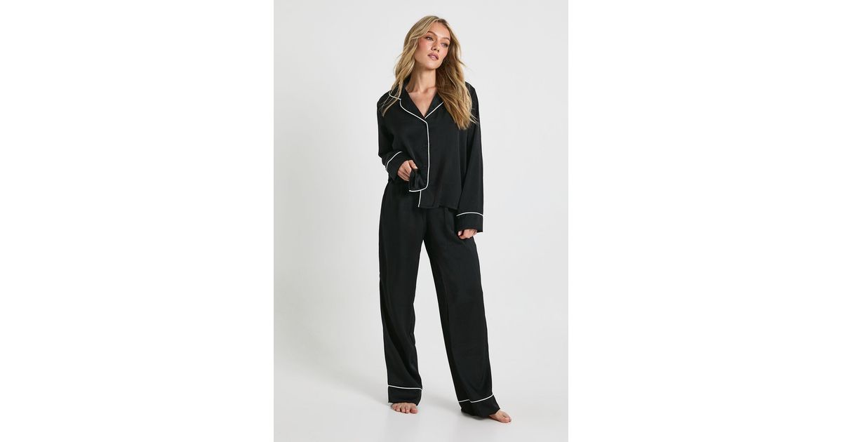 Loungeable RIB JERSEY SHORT SLEEVE AND TROUSERS PJ SET - Pigiama - black/nero