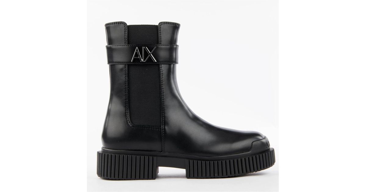 ARMANI EXCHANGE Signature Ax Ankle Boots in Black | Lyst UK
