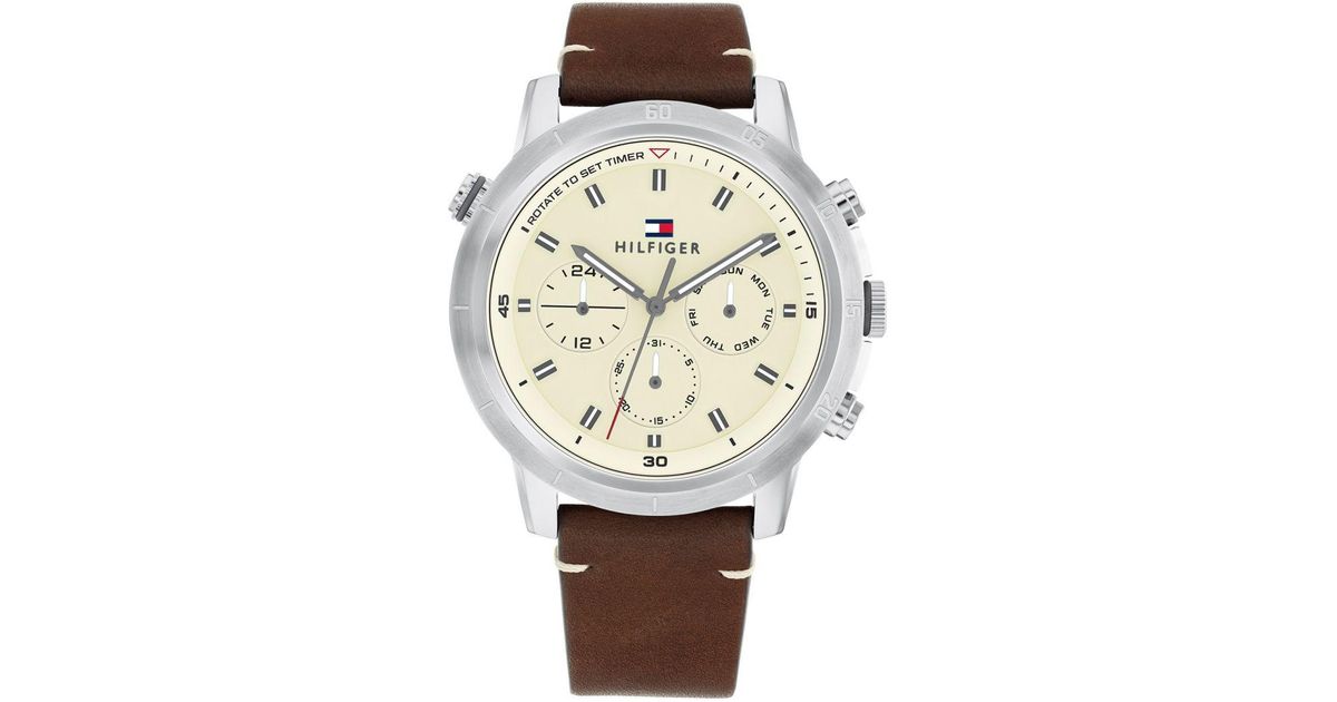 Tommy Hilfiger Troy Watch 1792102 Leather (Archived) in Metallic for ...