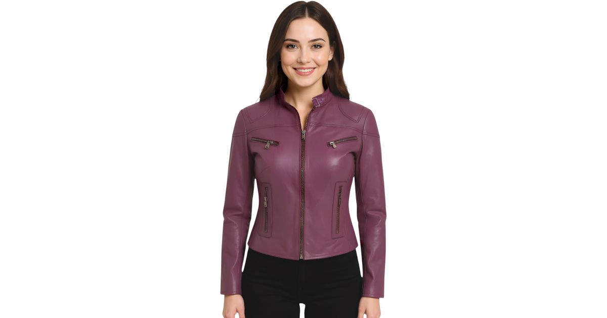 Infinity Leather Casual Slim-Fit Biker Jacket-Tulsa Lamb Leather in ...