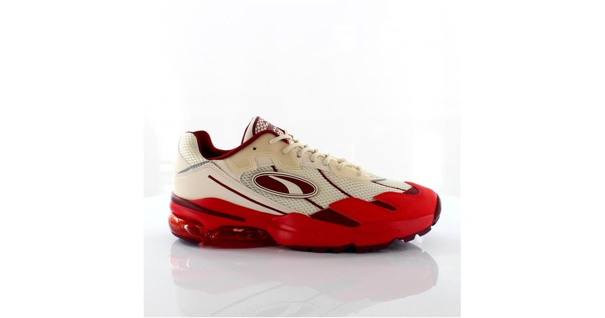 PUMA Cell Ultra Mdcl Whisper White Red Low Lace Up Trainers 370850