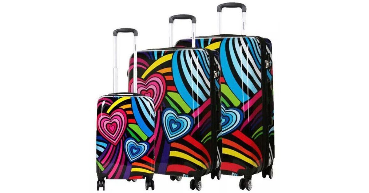 Infinity Leather Printed Hard Shell Dual 4 Wheel Luggage Suitcase in White Lyst UK