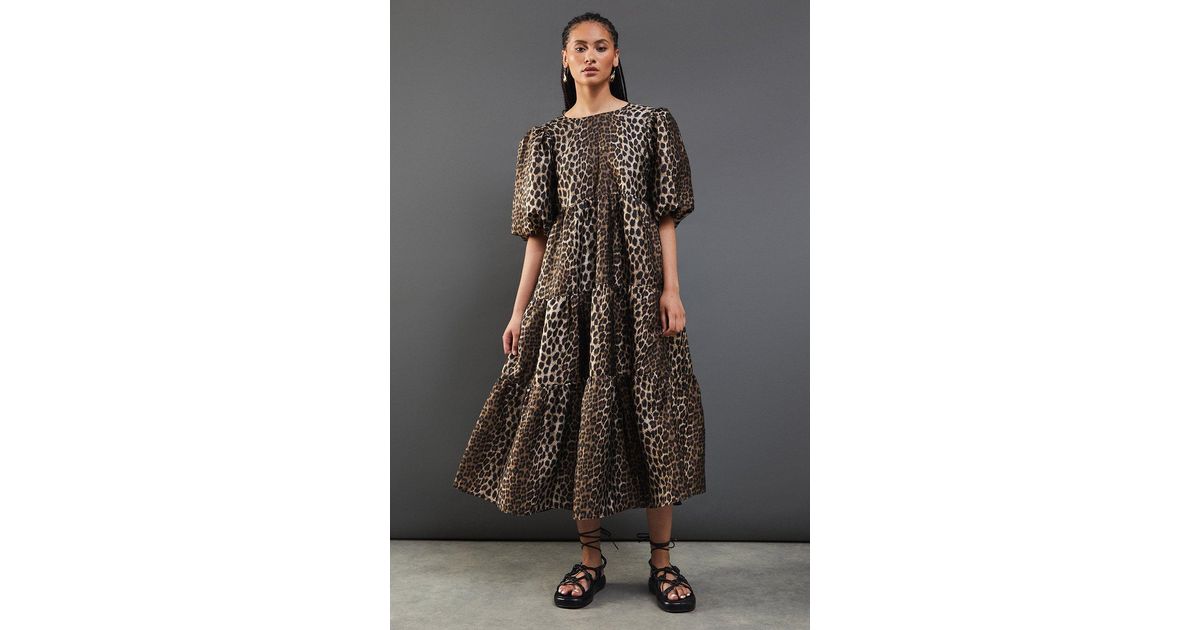 Organza Warehouse Midi Leopard Print Dress Warehouse Organza Puff