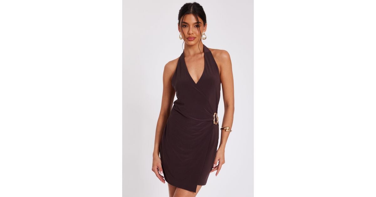 Quiz Halter Neck Mini Dress in Purple | Lyst UK