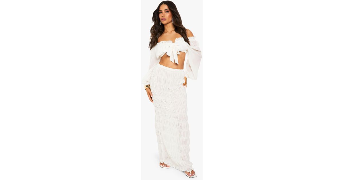 Boohoo Beach Skirt Co Ord Boohoo Petite Shirred Beach Skirt Co Ord