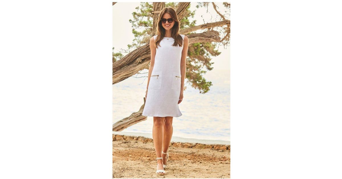 Linen shift dress with cheap pockets