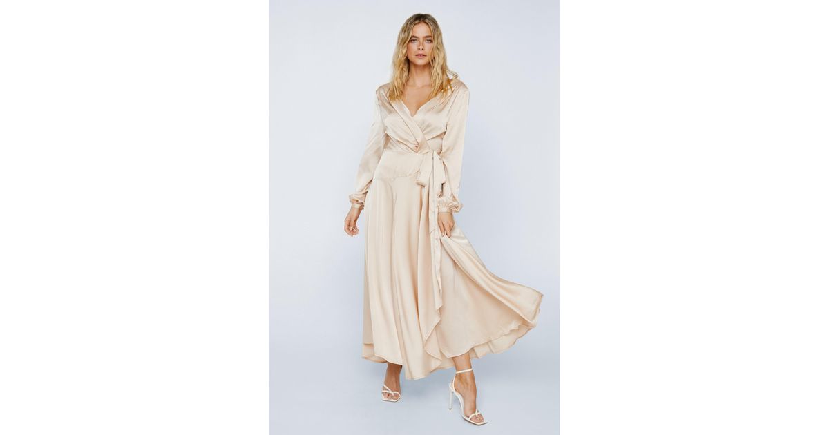 nasty gal long sleeve satin dress Debenhams Women's Runway 1.8.1.8 High Neck Long Sleeve Satin Midi Dress in Green